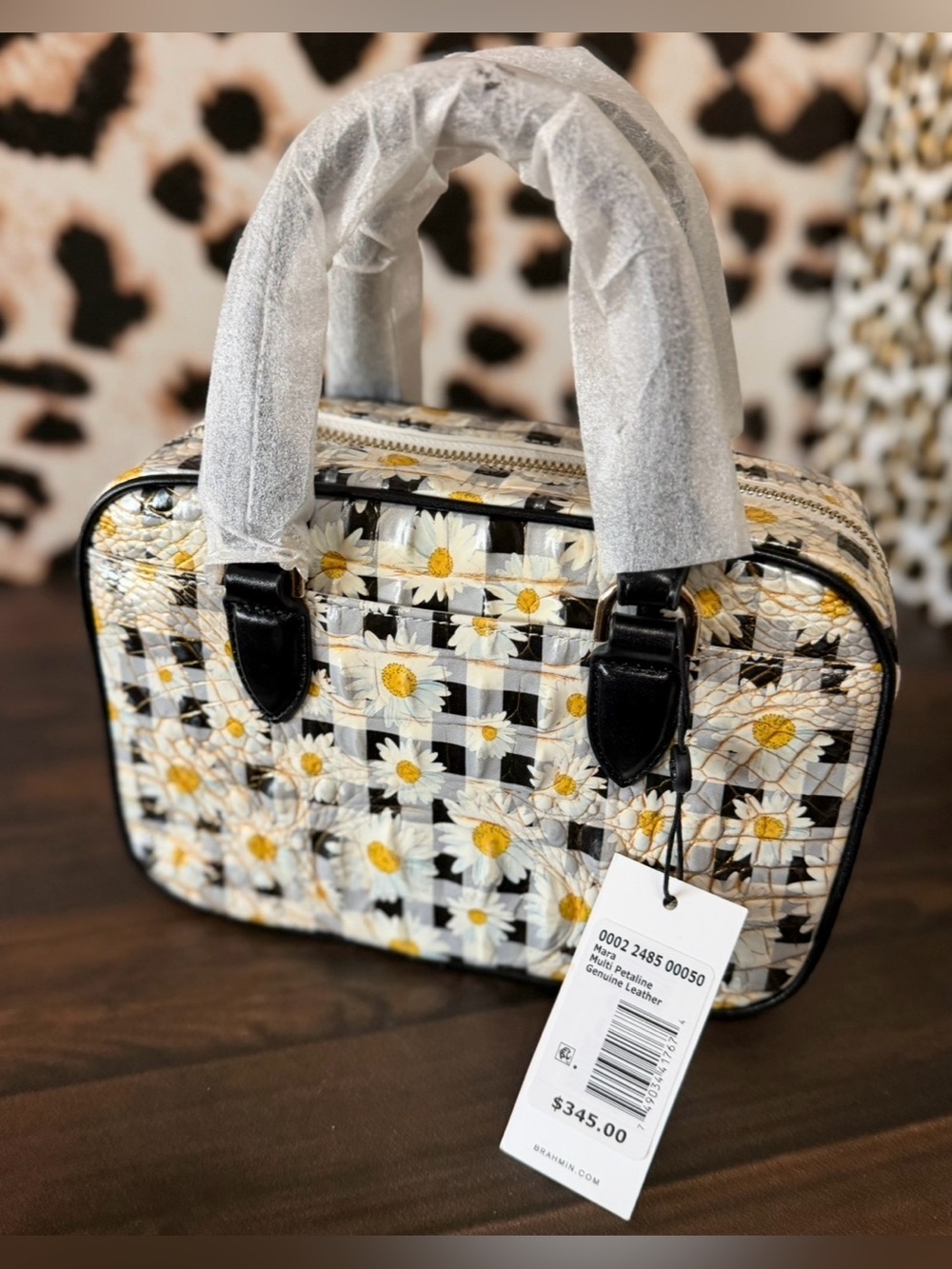 Brahmin Mara Multi Petaline Daisy plaid print Leather Adorable bag NWT Crossbody - Picture 9 of 9